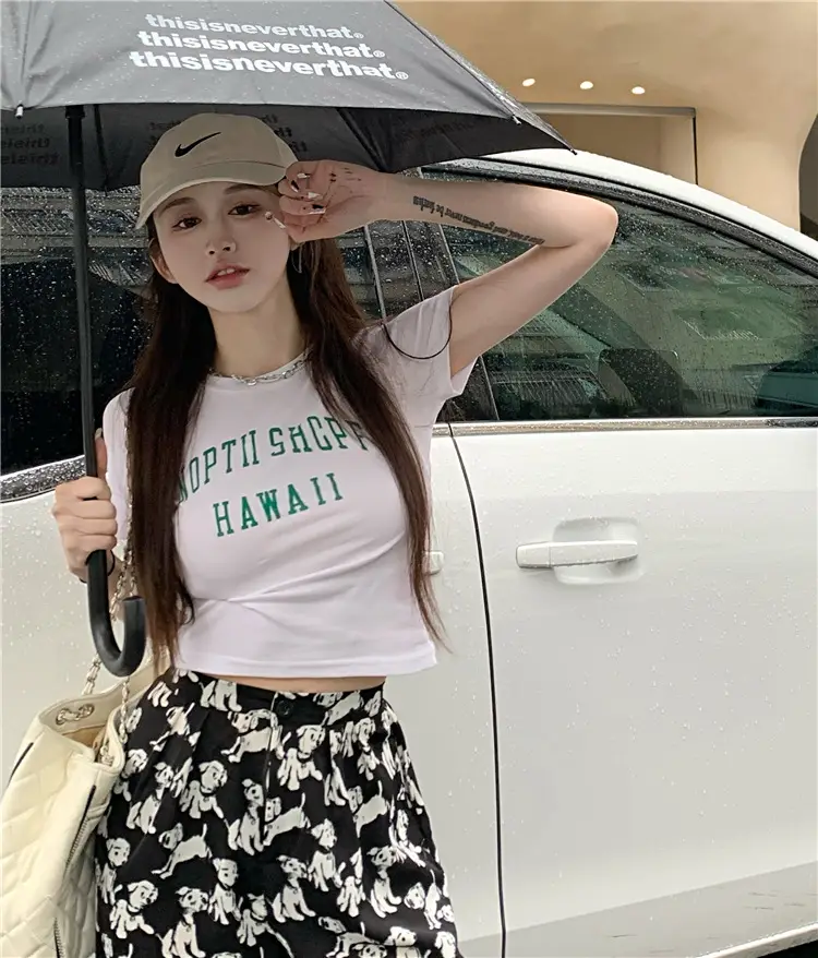 Women Black Letter T-Shirt Summer 2025 Hot Girl Style — feature 17