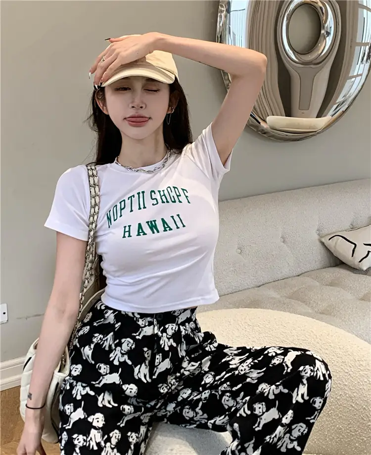 Women Black Letter T-Shirt Summer 2025 Hot Girl Style — feature 18