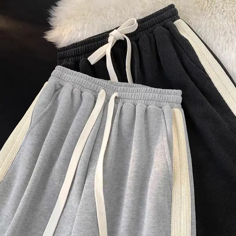 Women Drawstring Shorts Grey Black Wide Leg Summer - Image 6