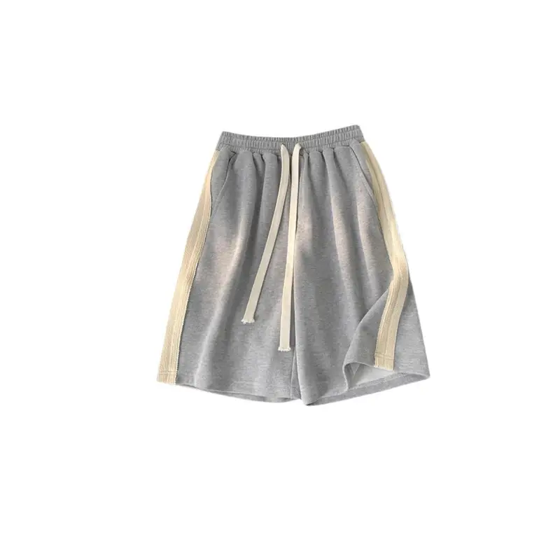 Women Drawstring Shorts Grey Black Wide Leg Summer - Image 7