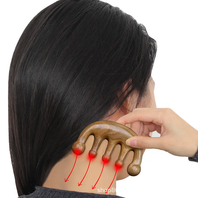 Golden Wood Head Massage Comb for Head Spa - Image 46
