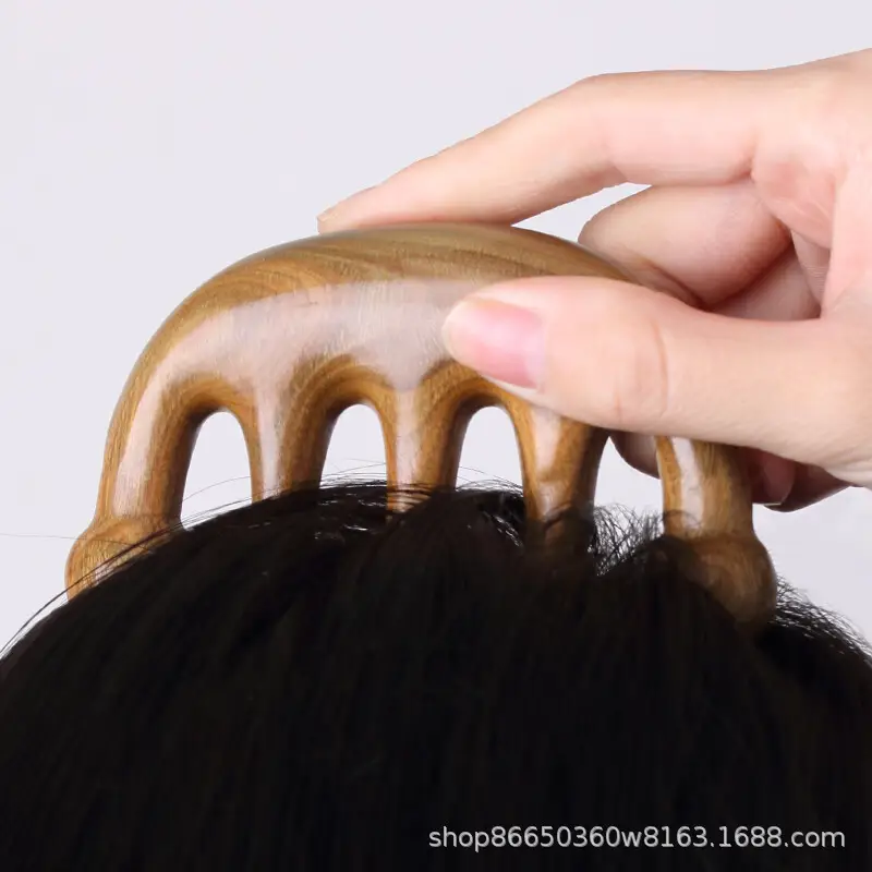 Golden Wood Head Massage Comb for Head Spa - Image 47