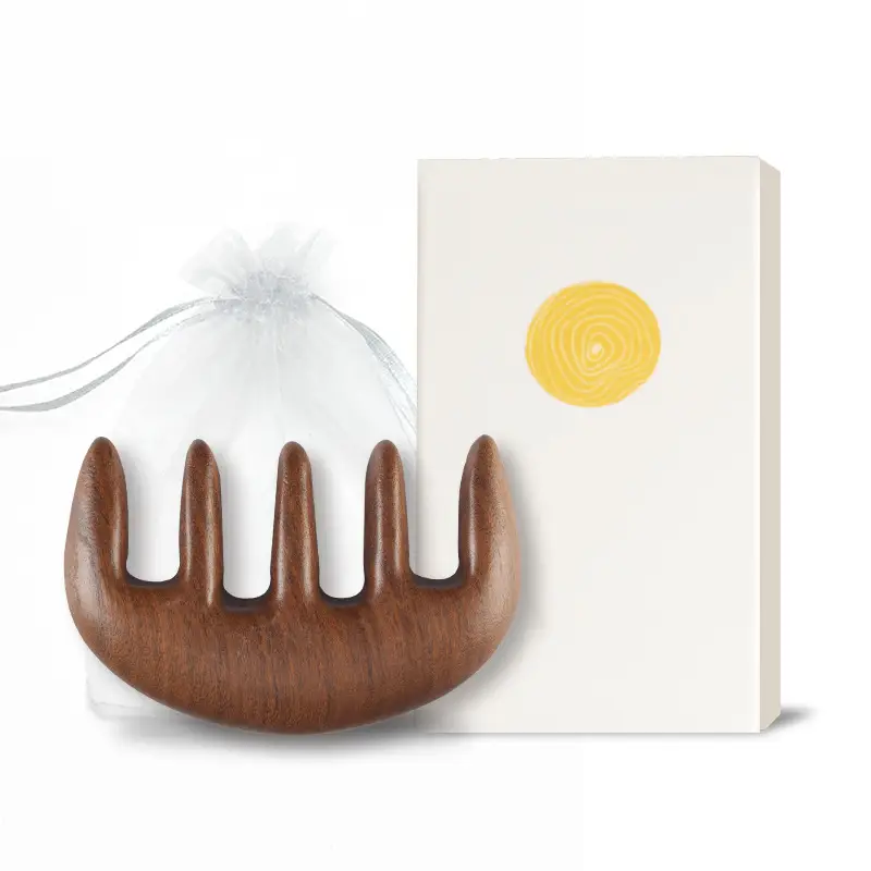 Golden Wood Head Massage Comb for Head Spa - Image 7