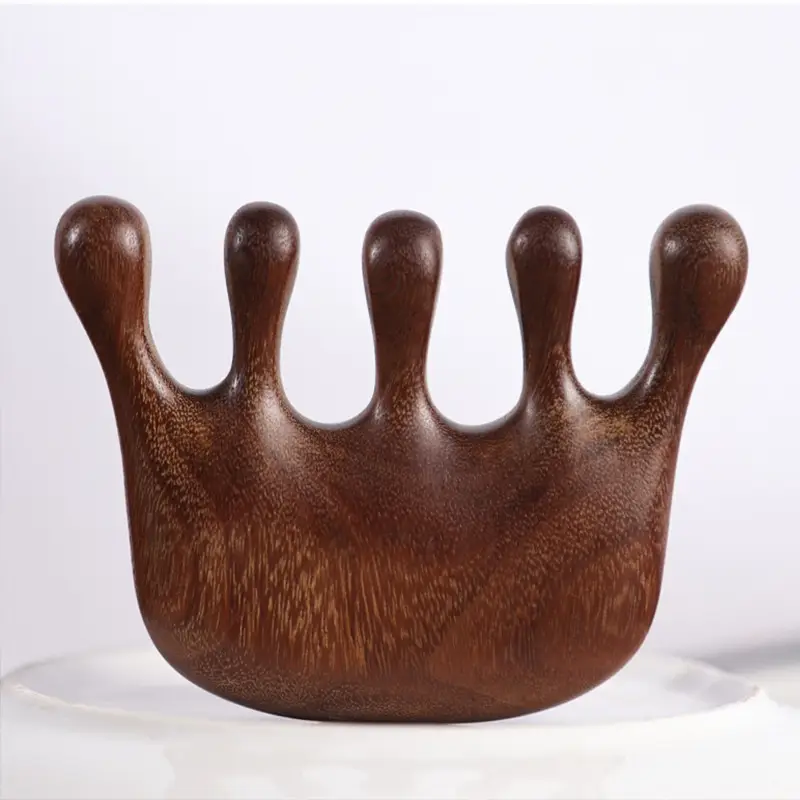 Golden Wood Head Massage Comb for Head Spa - Image 8