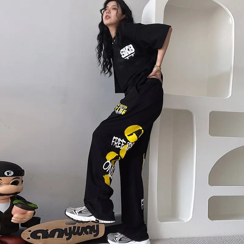 Women Black Hip Hop Wide Leg Pants 2024 - Image 7
