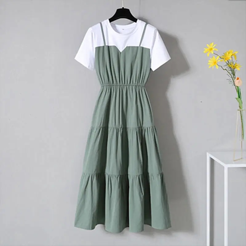 Blue Two-Piece Long Skirt Dress for Women - Image 5