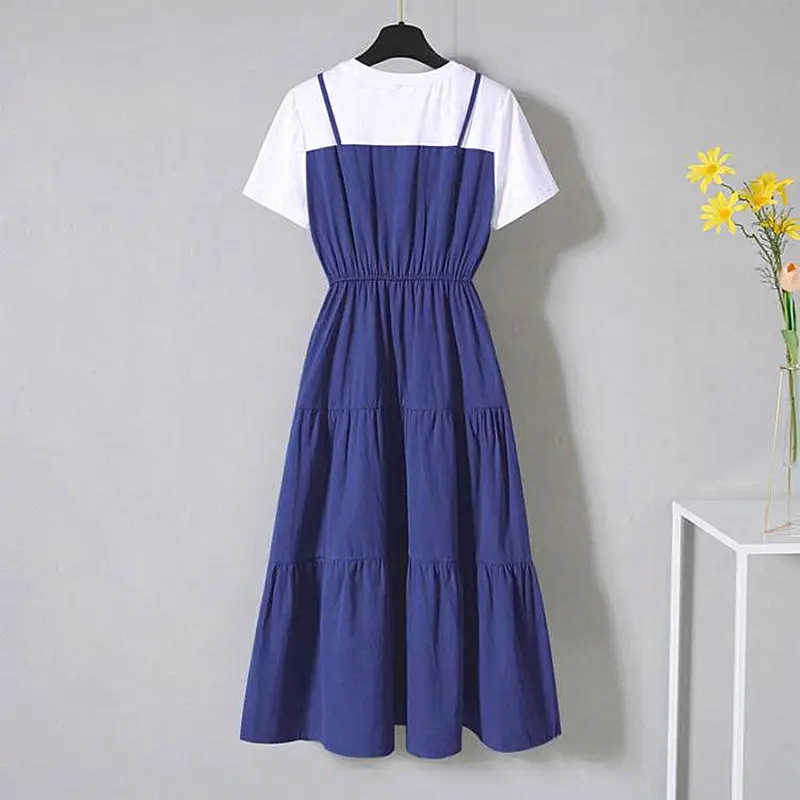 Blue Two-Piece Long Skirt Dress for Women - Image 6