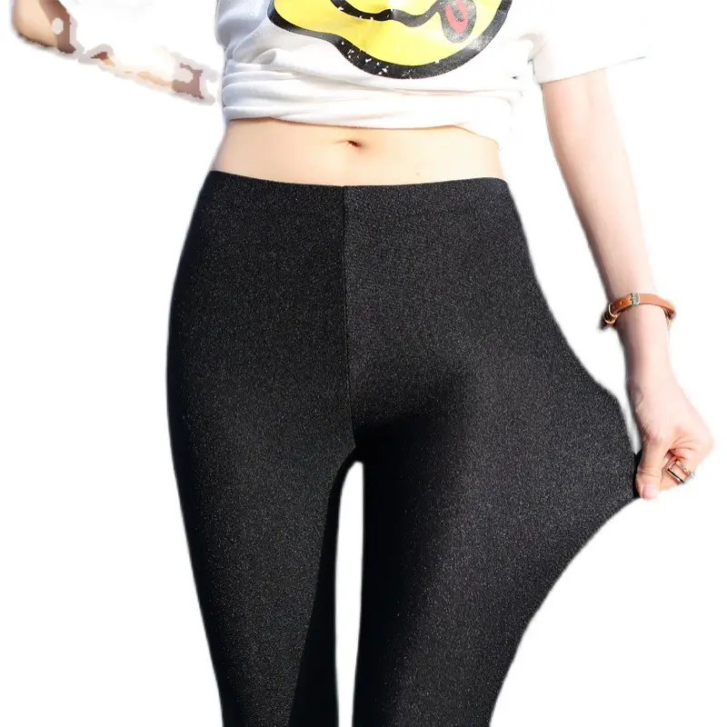 Black Elastic Slim Fit Ankle Pants Nylon - Image 11