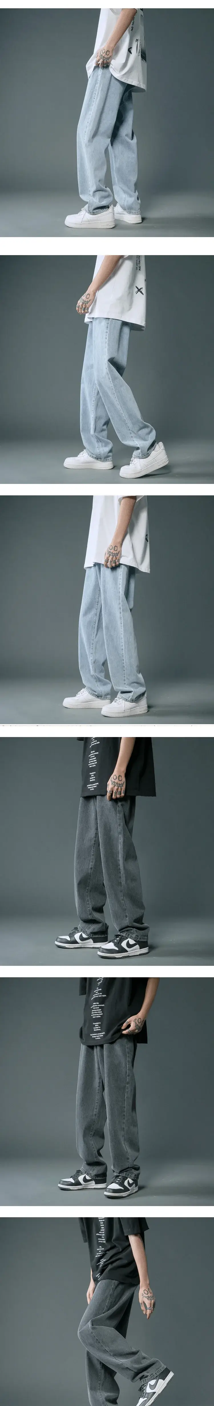 Men Light Blue Denim Jeans 2024 New Arrival Loose Casual — feature 8