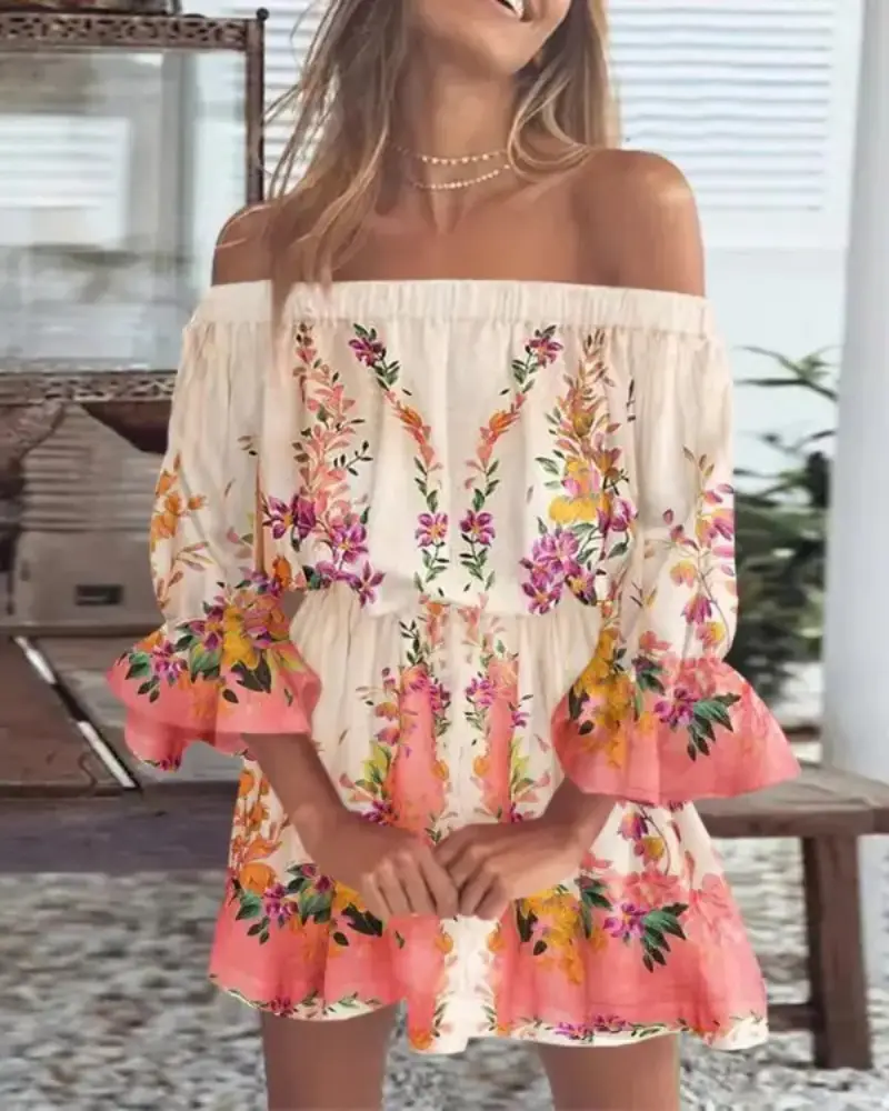 Off-Shoulder Printed Women's Dress 2023 - Image 8