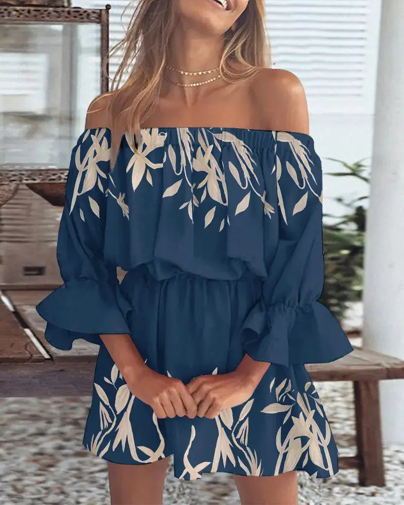 Off-Shoulder Printed Women's Dress 2023 - Image 9