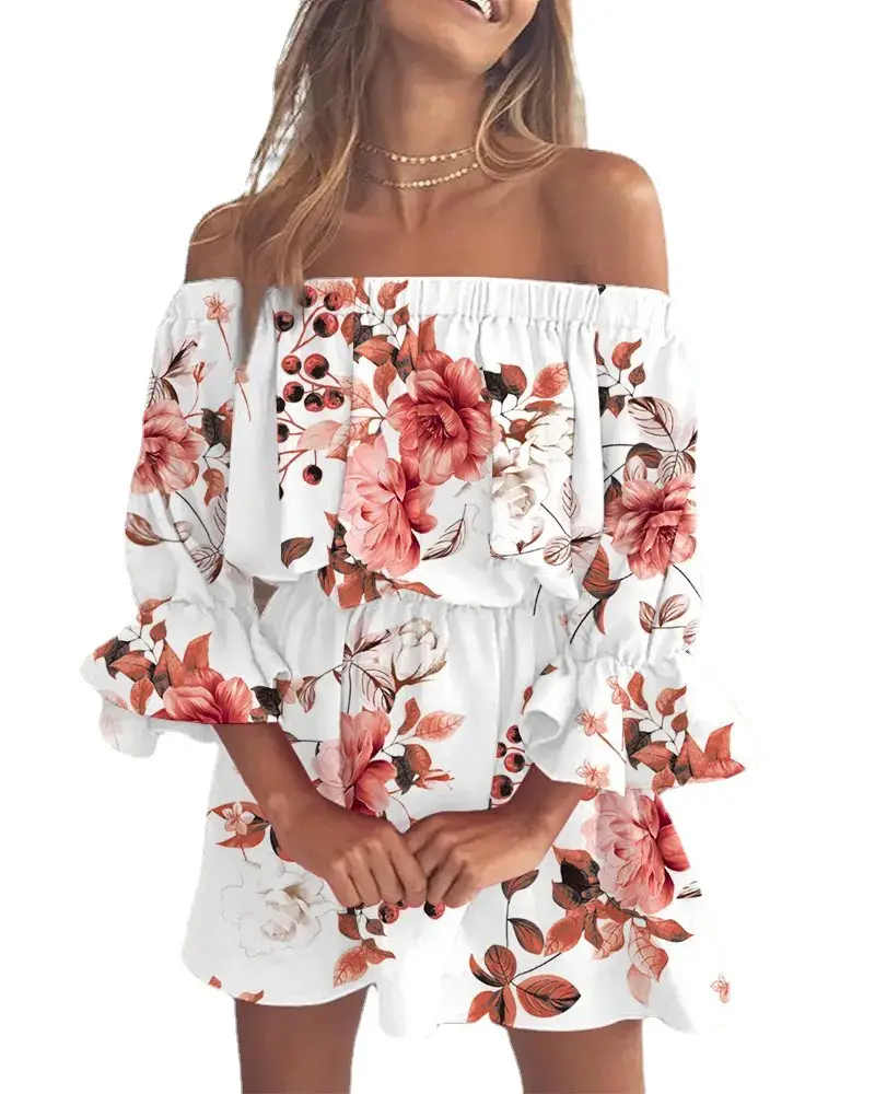 Off-Shoulder Printed Women's Dress 2023 - Image 11