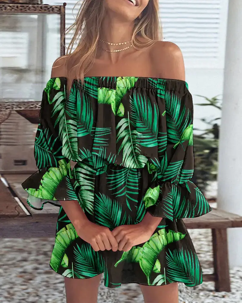 Off-Shoulder Printed Women's Dress 2023 - Image 4