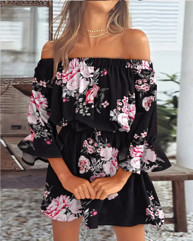 Off-Shoulder Printed Women's Dress 2023 - Image 5