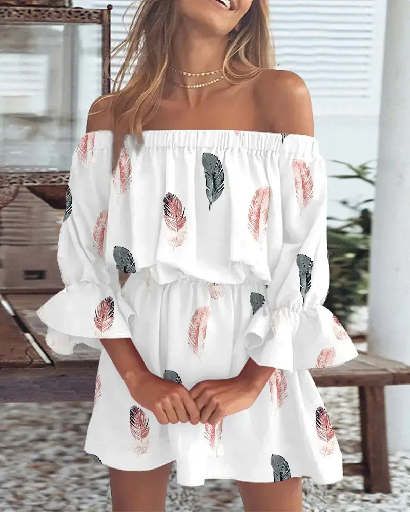 Off-Shoulder Printed Women's Dress 2023 - Image 6