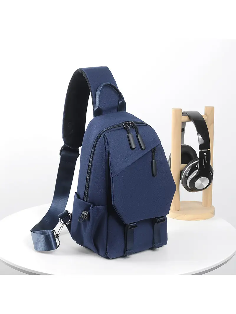 Men's Navy Blue Multi-Purpose Shoulder Bag - Image 5