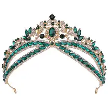 Luxury Green Water Drop Crown Princess Crown All-Match Bridal Headwear — feature 1