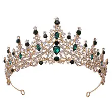 Luxury Green Water Drop Crown Princess Crown All-Match Bridal Headwear — feature 5