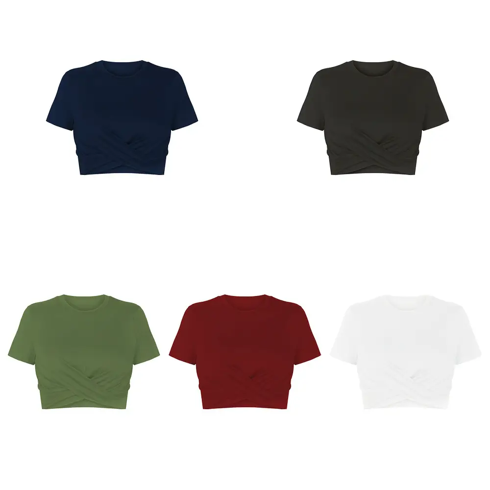 2022 Women's Maroon Twist Neck Short Sleeve T-Shirt - Image 8