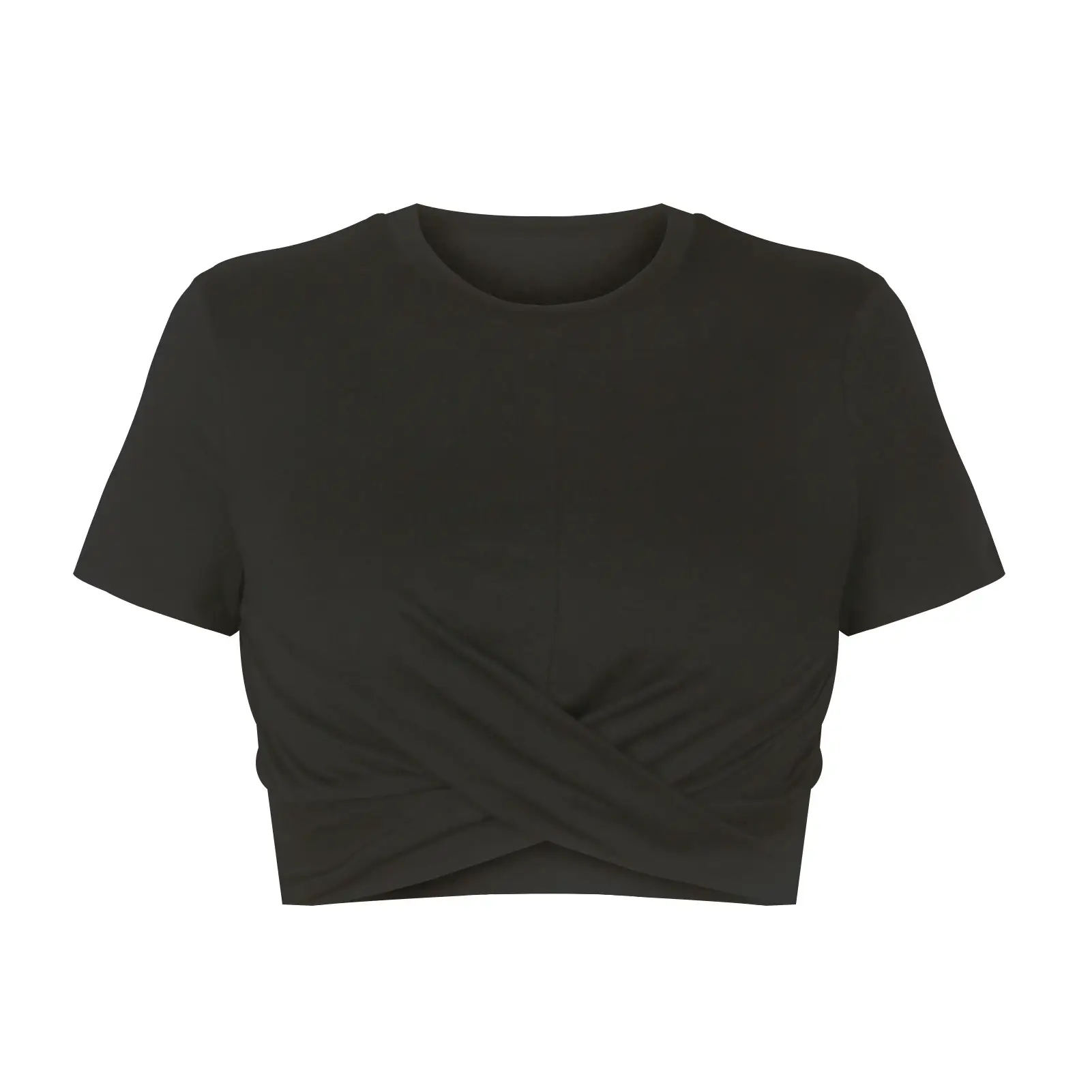2022 Women's Maroon Twist Neck Short Sleeve T-Shirt - Image 2