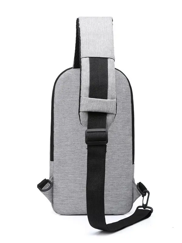 Gray Casual Shoulder Bag with Red Zip - Image 6