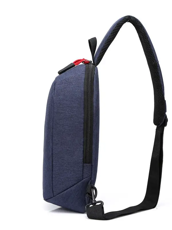 Gray Casual Shoulder Bag with Red Zip - Image 7