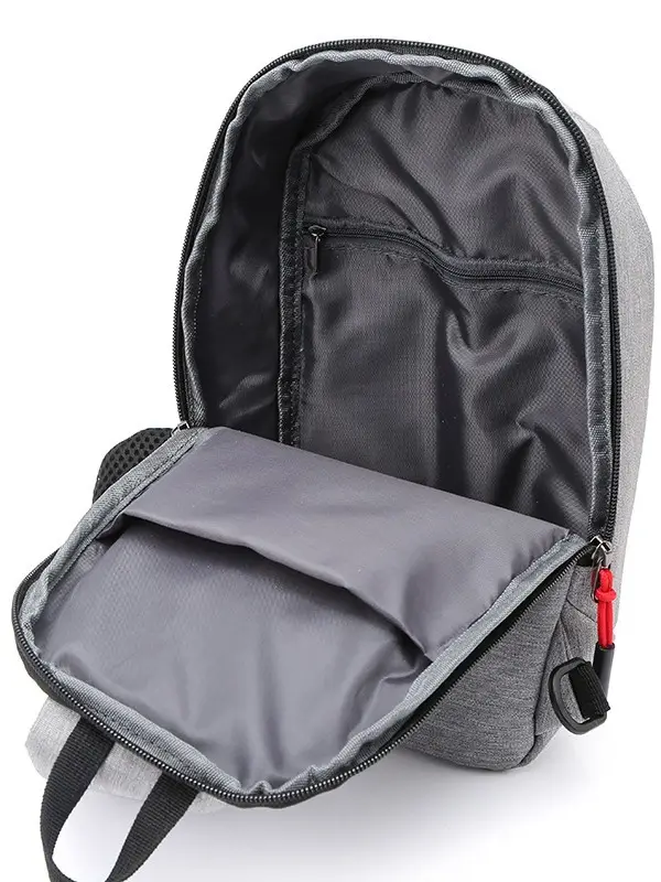 Gray Casual Shoulder Bag with Red Zip - Image 9