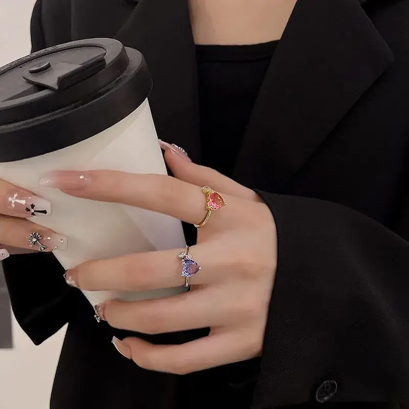Women's Adjustable Crystal Pearl Ring with French Flower Design - Image 25