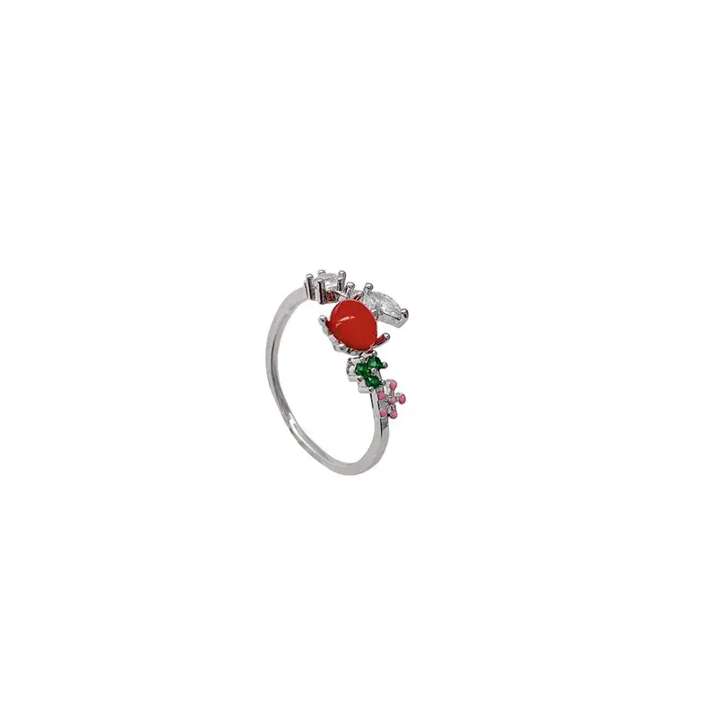 Women's Adjustable Crystal Pearl Ring with French Flower Design - Image 26