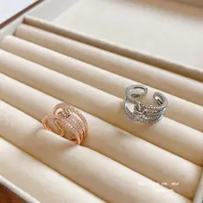 Women's Adjustable Crystal Pearl Ring with French Flower Design — feature 6
