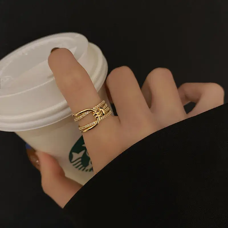 Women's Adjustable Crystal Pearl Ring with French Flower Design - Image 21