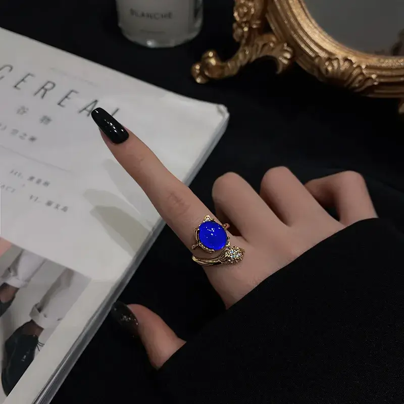 Women's Adjustable Crystal Pearl Ring with French Flower Design - Image 6