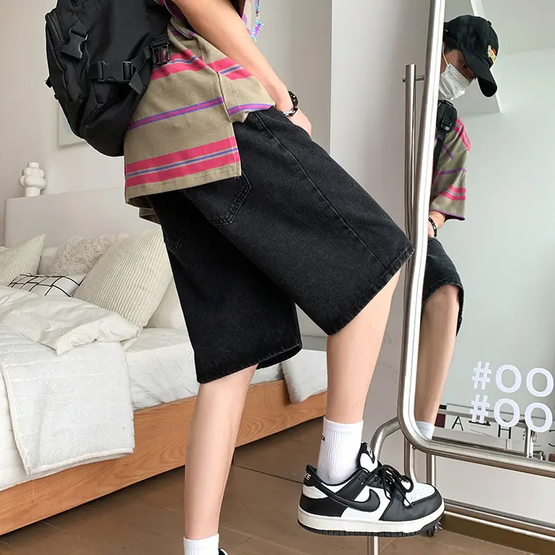 Men Denim Shorts White Mid Length Casual Summer - Image 5