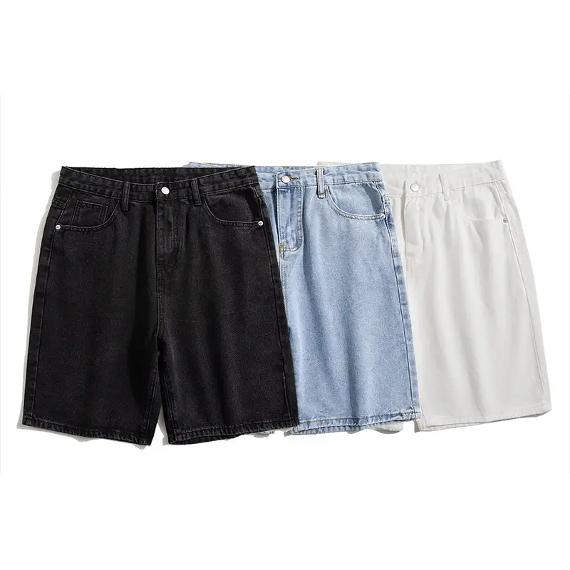 Men Denim Shorts White Mid Length Casual Summer - Image 7
