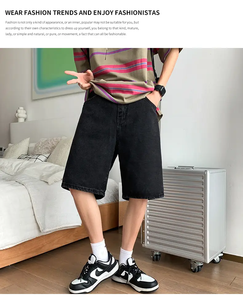 Men Denim Shorts White Mid Length Casual Summer — feature 17