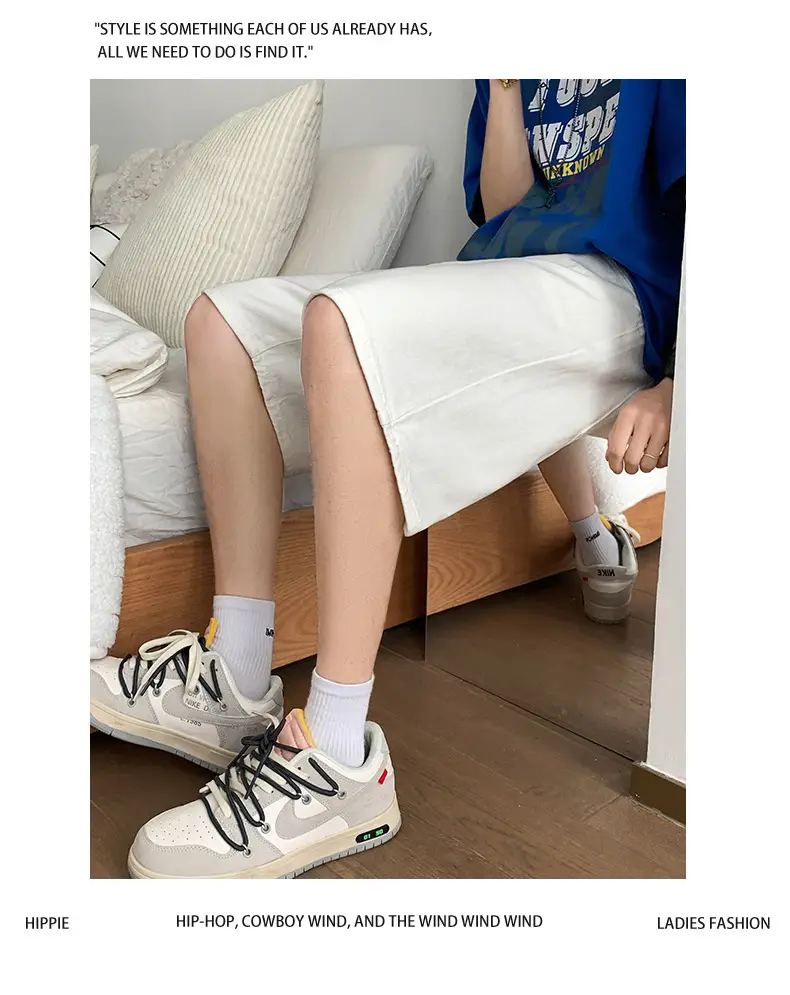 Men Denim Shorts White Mid Length Casual Summer — feature 24
