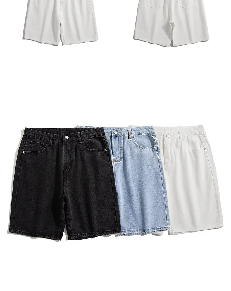 Men Denim Shorts White Mid Length Casual Summer — feature 26