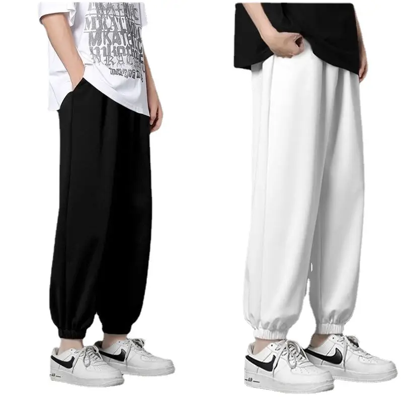 Men's 2022 Loose Leg Tie Sports Pants Blue White
