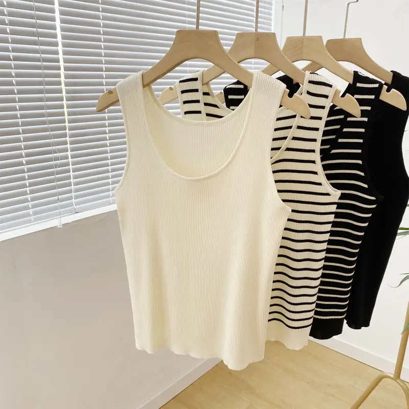 Summer Striped Knitted Vest Set Large 2223 - Image 2