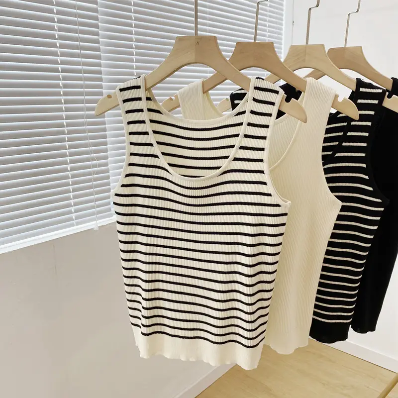 Summer Striped Knitted Vest Set Large 2223 - Image 3