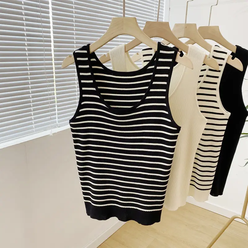 Summer Striped Knitted Vest Set Large 2223 - Image 4