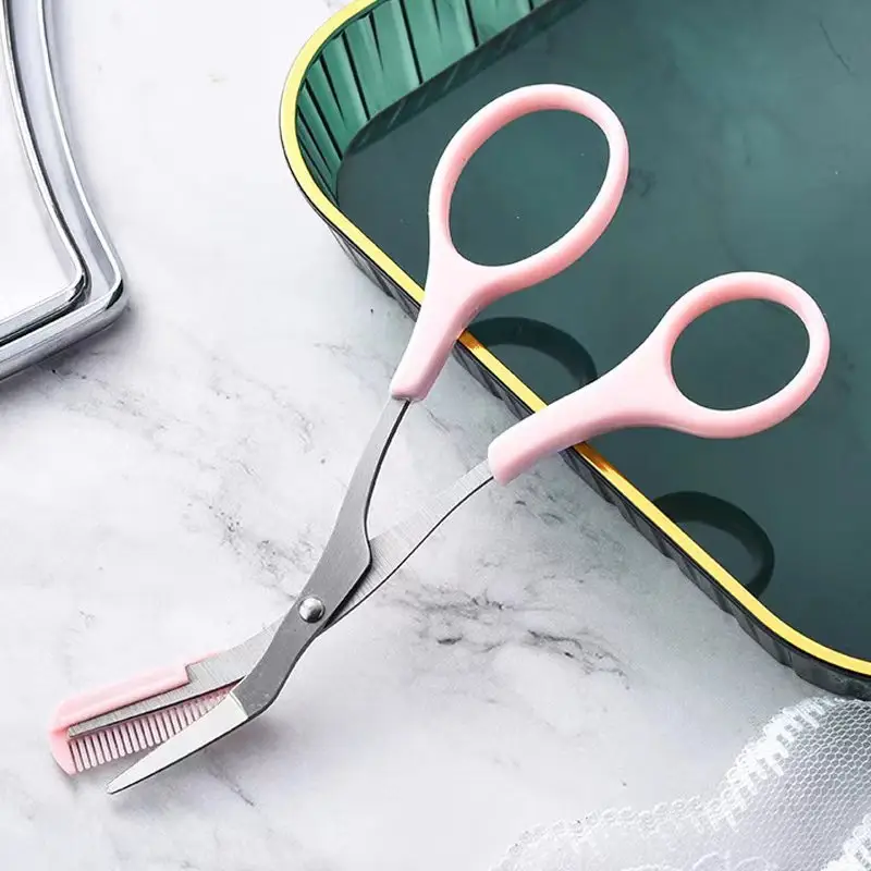 Sanding-comb eyebrow scissors [pink] (independent bag)