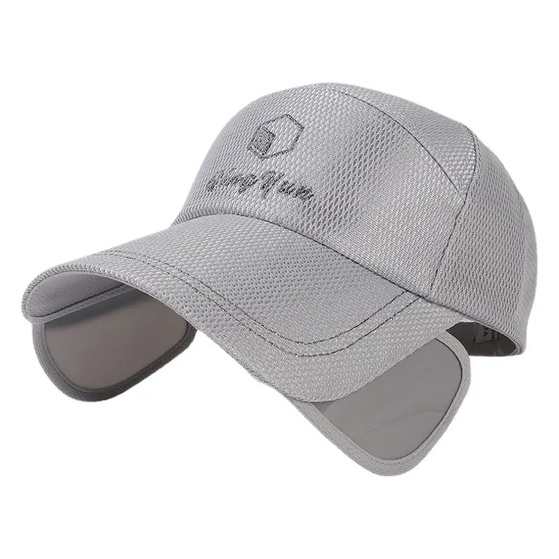 Men Retractable Sun Hat Gray Logo Capback