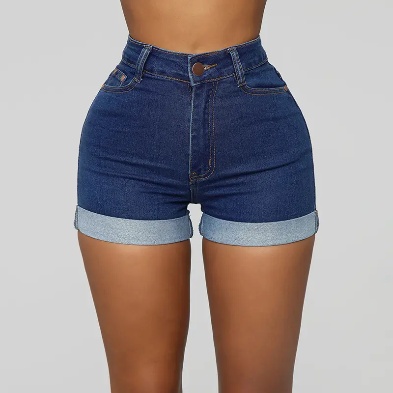 2022 Denim Shorts High Elastic Super Hot Blue - Image 4