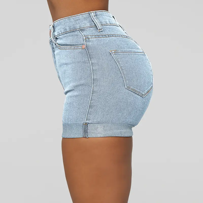 2022 Denim Shorts High Elastic Super Hot Blue - Image 5