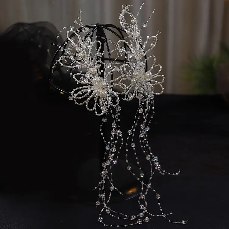 Japanese Mori Style Beaded Hairpin for Bride - Image 3