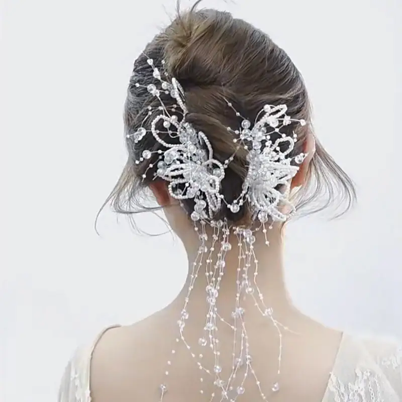 Japanese Mori Style Beaded Hairpin for Bride - Image 5