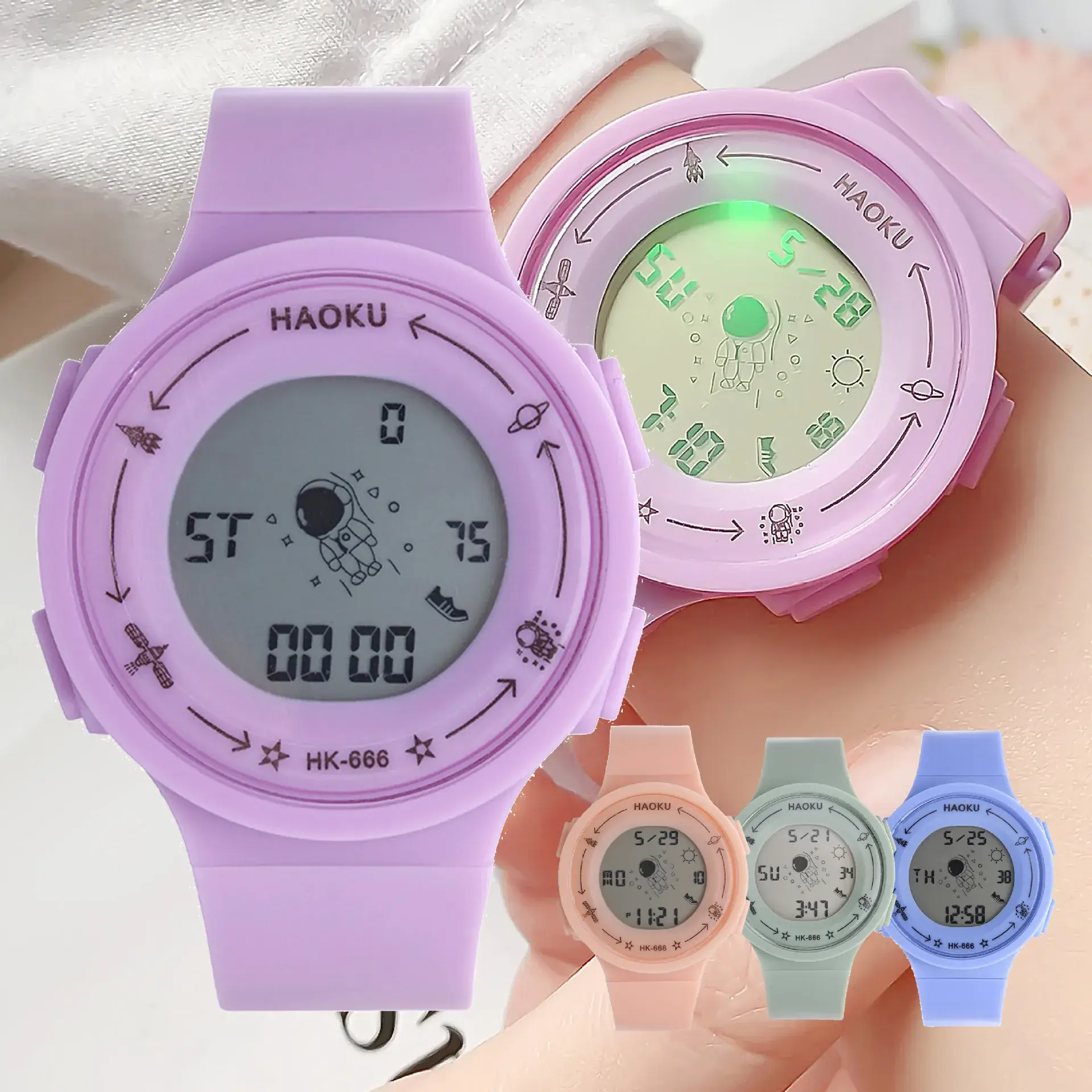 White Digital Wristwatch for Girls Korean Style - Image 7