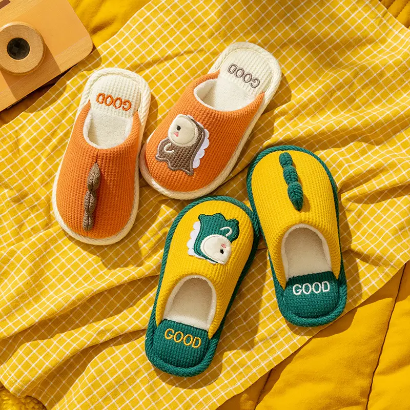 Children's cotton slippers for boys and girls indoor and outdoor home soft bottom non-slip for large children cute cartoon warm slippers