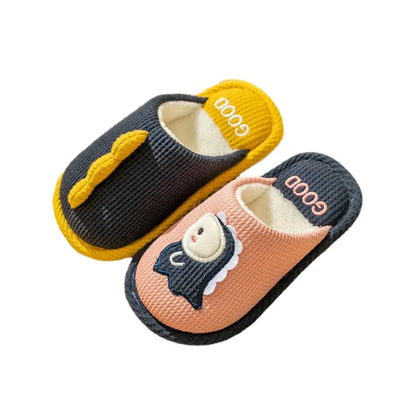 Children's cotton slippers for boys and girls indoor and outdoor home soft bottom non-slip for large children cute cartoon warm slippers